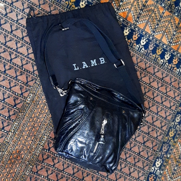 Rare NWOT L.A.M.B. Brunswick Curve Genuine Black Leather Bag by Gwen Stefani - Picture 4 of 13